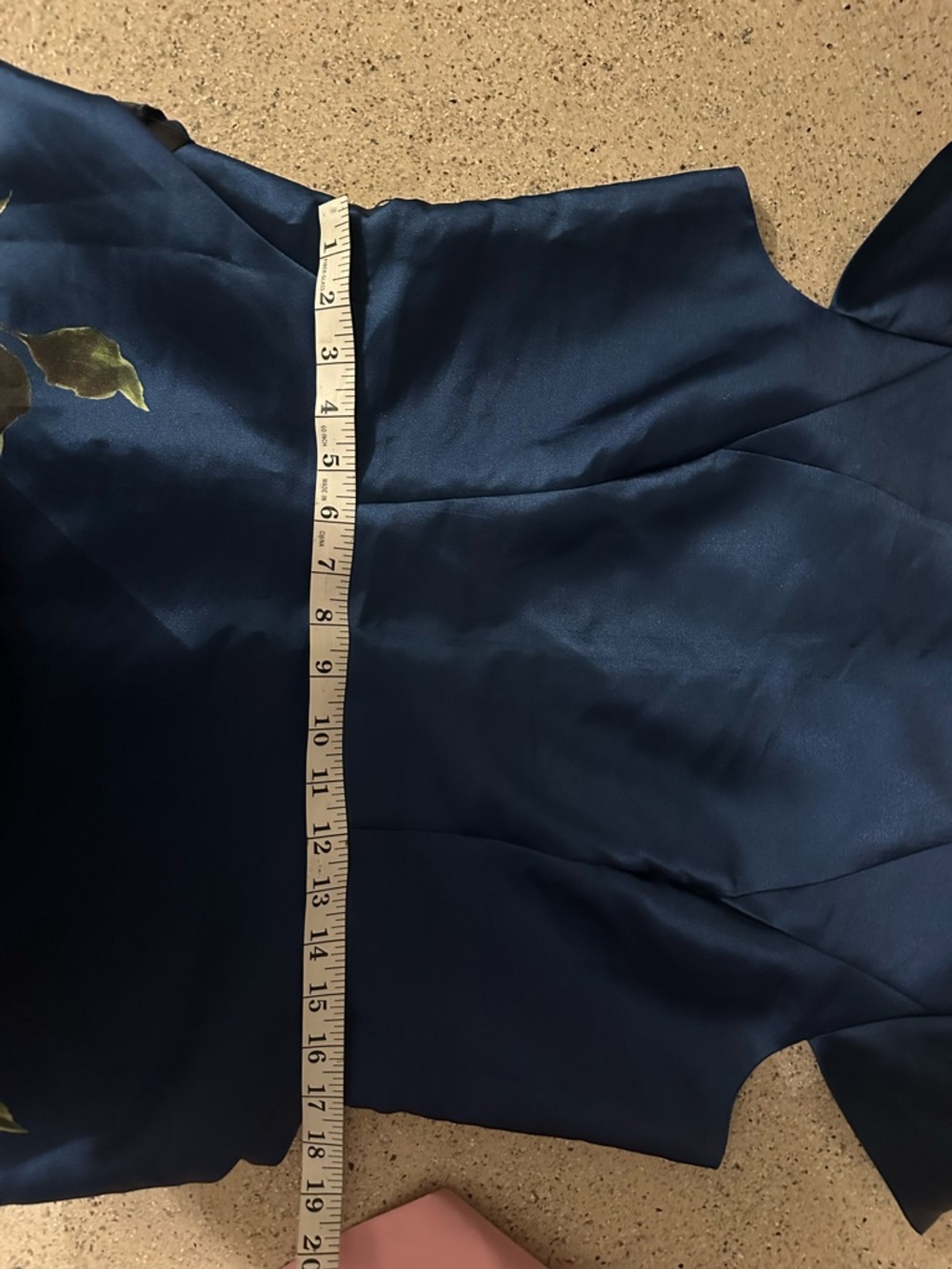 Kay Unger Ina Peony Mikado Cocktail Dress Navy Floral Midi - Picture 8 of 9